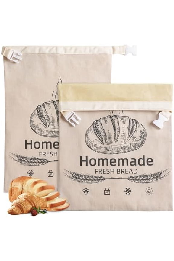 2 Pack Beeswax Bread Bags for Sourdough,Reusable Organic Linen Bag Homemade Sourdough 17 x 12.6 Inches Food Storage Cloth – Freezer-Friendly & Freshness Preservation (Beeswax)