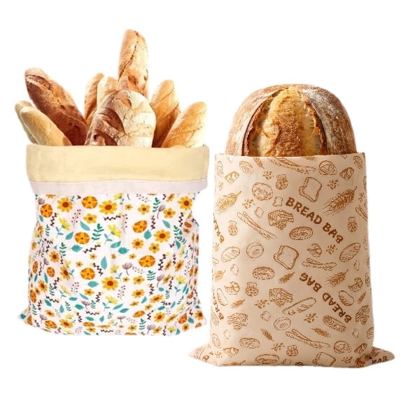 2 Pack Beeswax Bread Bags for Sourdough, Reusable Organic Linen Food Storage Bag for Homemade 17 x 13 Inches BPA-Free
