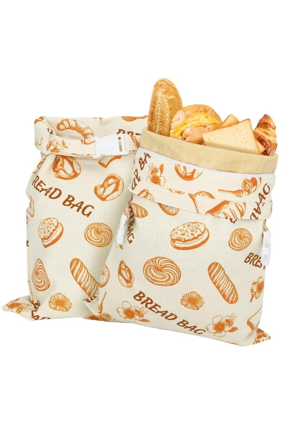 2-Pack Beeswax Bread Bags for Sourdough, XL Reusable Cotton Beeswax Bags for Homemade Bread with Zipper, Sourdough Storage & Keep Fresh (12 x 17 in)