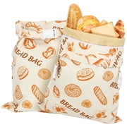 2-Pack Beeswax Bread Bags for Sourdough, XL Reusable Cotton Beeswax Bags for Homemade Bread with Zipper, Sourdough Storage & Keep Fresh (12 x 17 in)