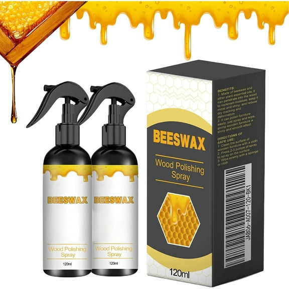 2 Pack Beeswax Care Spray & Restorer, Natural Beeswax Spray For Wood, Leather & Furniture Polish, Protective Conditioning Formula With Pure Beeswax, Non-Toxic & Eco-Friendly