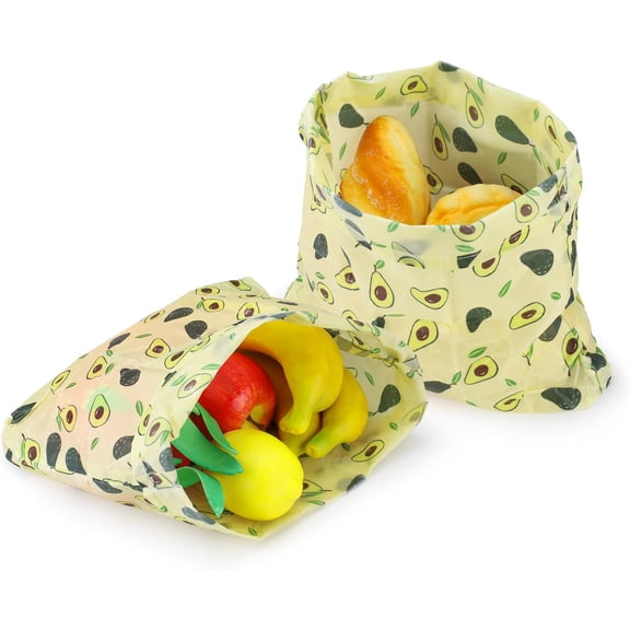 2 Pack Beeswax Wraps Bag for Food, 14x10in, Reusable Bread Bags for Homemade Bread, Beeswax Paper Food Storage Wrap for Sourdough, Sandwich, Cheese, Fruit, Snack, Avocado