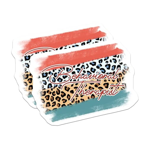 (2 Pack) Behavioral Therapist Magnets - Leopard Print Magnets - Therapist Appreciation Magnets - 5" On Longest Side - for Cars, Refrigerators, Toolboxes, Lockers - Made in USA BMCS3175