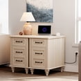thumbnail image 1 of 2 Pack Beige End Tables with Charging Station, Farmhouse Side Table with Power Outlets & USB Ports for Bedroom, 1 of 7