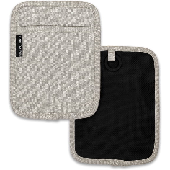 2 Pack - Beige Heat Resistant Thick Soft Quilted Lining Kitchen Oven Pot Holders With Neoprene and Cotton Non-slip