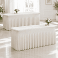 2 Pack Beige Spandex Fitted Tablecloths For 6 Foot Rectangle Tables ...