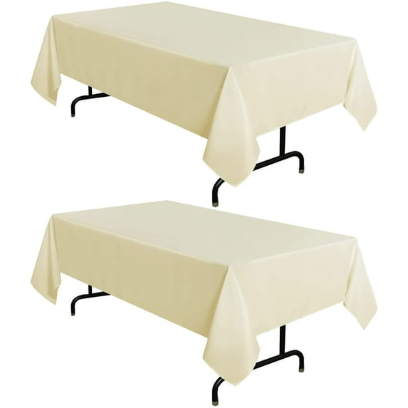 2 Pack Beige Tablecloth 60 x 84 Inch Rectangular Table Cover, Stain and ...