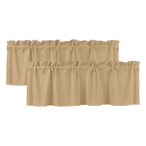 2 Pack Beige Tan Valance for Window Light Brown Solid Background Autumnal Rustic Farmhouse Kitchen Valance Rod Pocket Short Curtain Topper Decorative Window Treatment for Living Room Bedroom 42"x12"