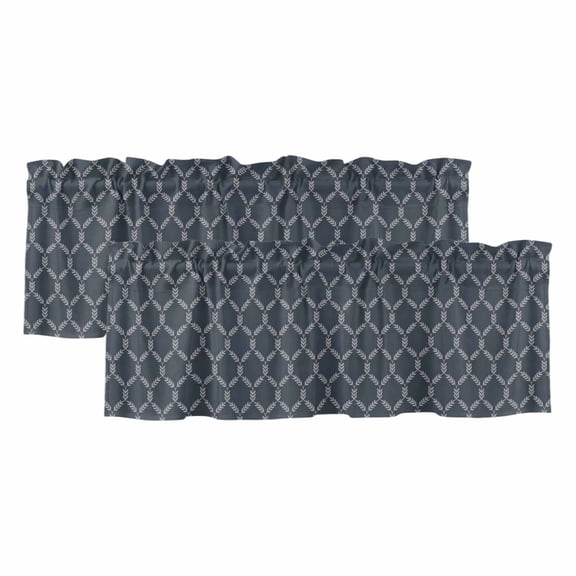 2 Pack Beige Vine Trellis Valance for Window Minimalist Leaf Diamond Grid Gray Kitchen Valance Rod Pocket Short Curtain Topper Decorative Window Treatment for Living Room Bedroom 42"x12"