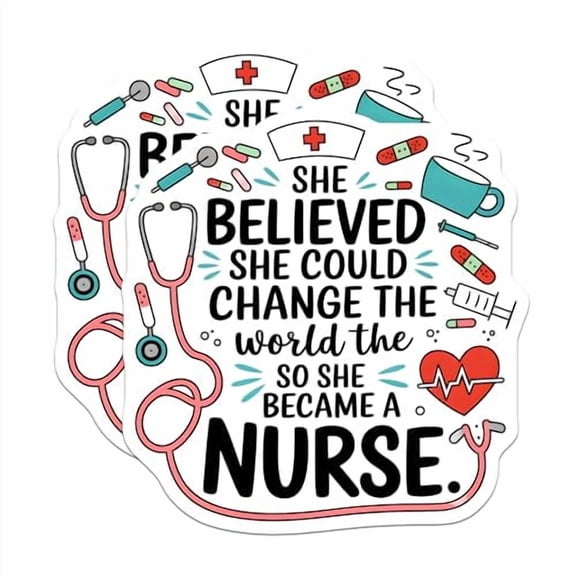 (2 Pack) She Believed She Could Magnets - Inspirational Nurse Decor - Motivational Nursing Quote - 5" On Longest Side - for Cars, Fridges, Toolboxes - Made in USA - MAG6699