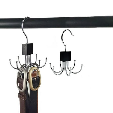 2 Pack Belt Hanger Belt Organizer Multiple Hooks Rotatable Tie Hanger Space Saving Twirl Tie Rack Storage Hook for Wardrobe Closet Rods Hanging Hat Scarf Clothes Racks Rolling Clothing Rack