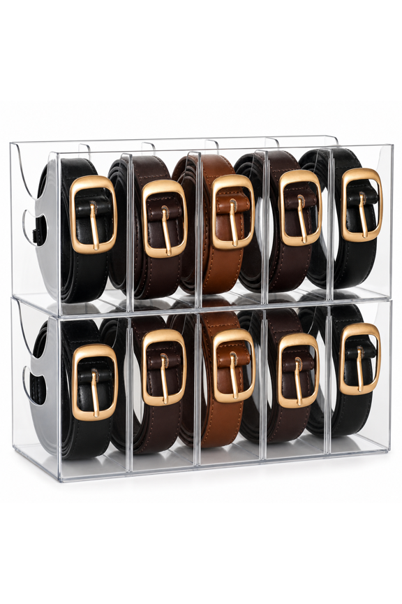 2 Pack Belt Organizer Stackable Closet Drawer Storage Bins