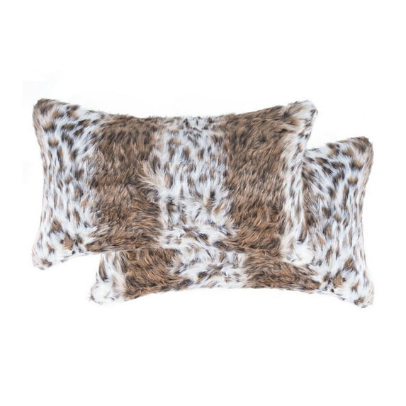 2-Pack Belton Faux Fur Pillow 12" X 20" - Georgetown Lynx