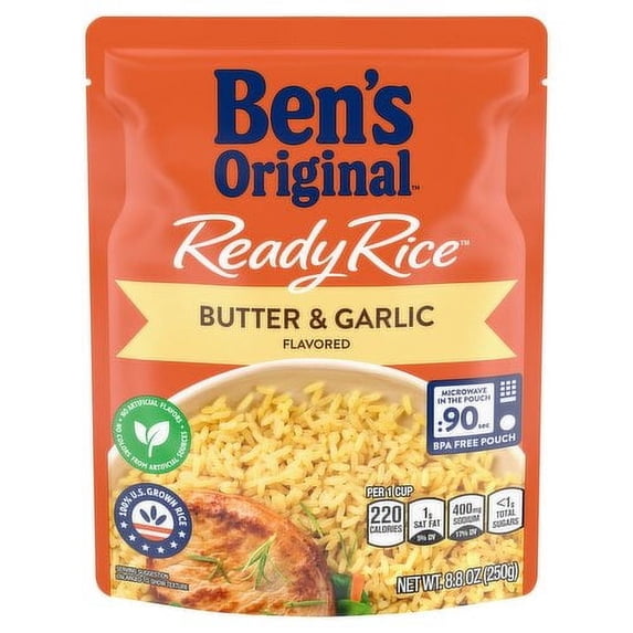 2 Pack - Ben's Original Ready Rice Butter and Garlic 8.8 oz Package May Vary