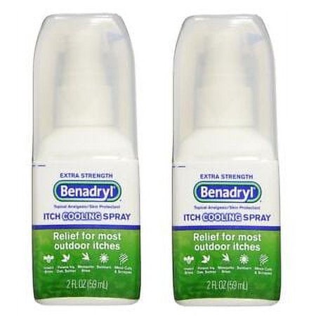 2 Pack Benadryl Itch Relief Cooling Spray Extra Strength 2Oz Each