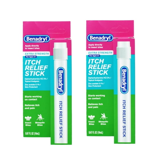2 Pack - Benadryl Itch Relief Stick 0.47 oz (14 ml) Each