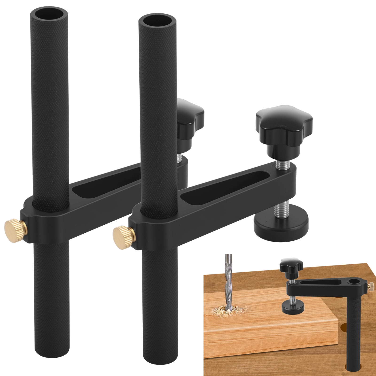 2-Pack Bench Dog Clamp, 3/4" Dog Hole Clamp – Adjustable Height Aluminum Alloy Holdfast for Woodworking, Milling, Cutting & Sanding