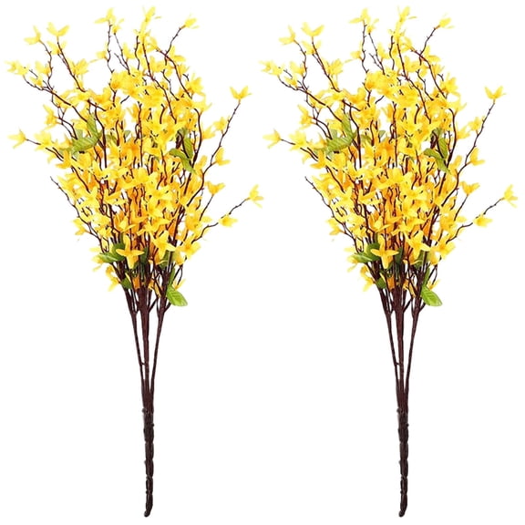 2 Pack Bendable Plastic Wire Artificial Silk Forsythia Jasmine Flower Stems for Wedding Home Wall Party Decor