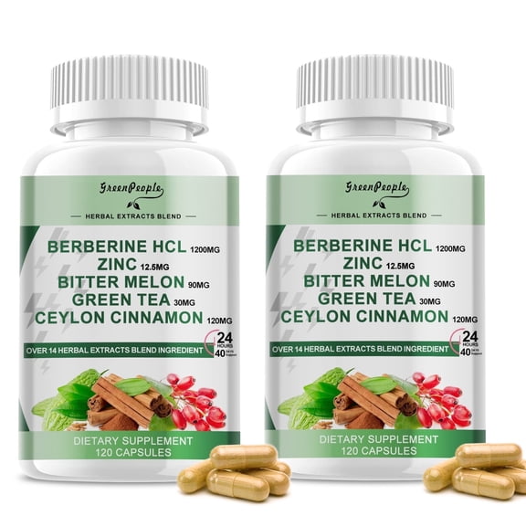 (2 Pack) Berberine 1200mg Capusles, 120 Capsules - with Bitter Melon & Ceylon Cinnamon