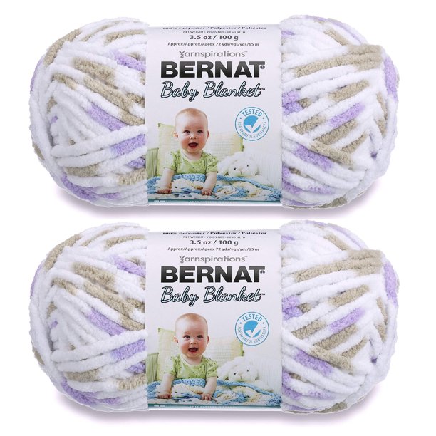 2Pack Bernat Baby Blanket Yarn Little Lilac Dove Print