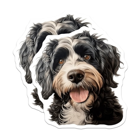 (2 Pack) Bernedoodle Dog Magnets - Happy Doodle Pet Lover - Fridge Locker Decor - 5 Inches On Longest Side - Thick Durable Magnet - Made in USA - MAG30147