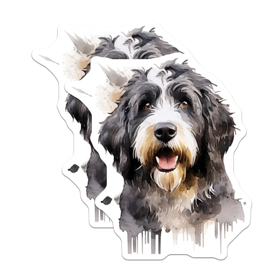 (2 Pack) Bernedoodle Magnets - Watercolor Dog Portrait - Doodle Puppy Decor - Animal Lover Magnets - Kitchen Fridge Artwork - 5 Inches On Longest Side - Thick Durable Magnet - Made in USA - MAG24183
