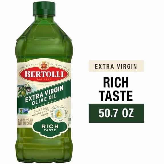 2 Pack Bertolli Extra Virgin Olive Oil, Rich Taste, First Cold Pressed, Contains Polyphenols, 50.7 fl oz