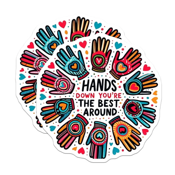 (2 Pack) Best Around Magnets - Appreciation Decor - Hands Down Magnet Set - 5" On Longest Side - Premium Magnet - for Cars, Refrigerators, Toolboxes, Lockers - Made in USA - MAG15179