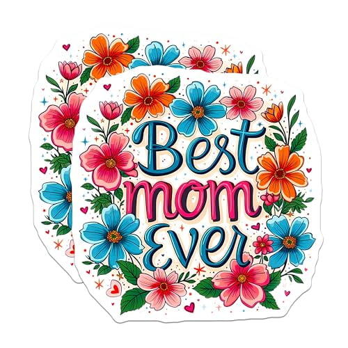 (2 Pack) Best Mom Ever Magnets - Floral Design - Mother's Day Decoration - 5" On Longest Side - for Cars, Fridges, Toolboxes - Made in USA - MAG6584