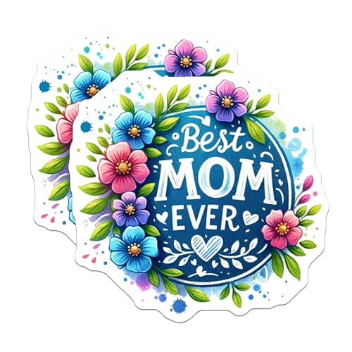 (2 Pack) Best Mom Ever Magnets Magnets - Floral Design - Mother's Day Decoration - 5" On Longest Side - Made in USA - Sticks to Refrigerators & Metal Surfaces - MAG8614