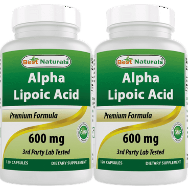 2 Pack Best Naturals Alpha Lipoic Acid 600 mg 120 Capsules | Blood Sugar Management and Dietary Supplements