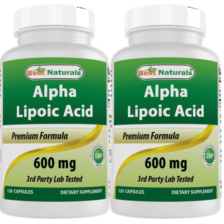 2 Pack Best Naturals Alpha Lipoic Acid 600 mg 120 Capsules | Blood Sugar Management and Dietary Supplements