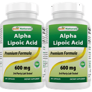 2 Pack Best Naturals Alpha Lipoic Acid 600 mg 240 Capsules with Powerful Antioxidant