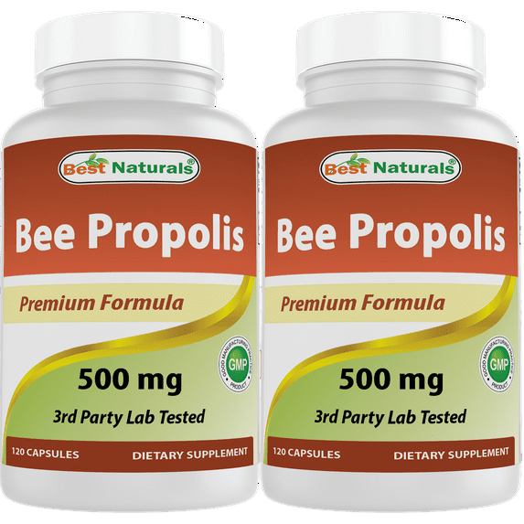 2 Pack Best Naturals Bee Propolis 500 mg 120 Capsules