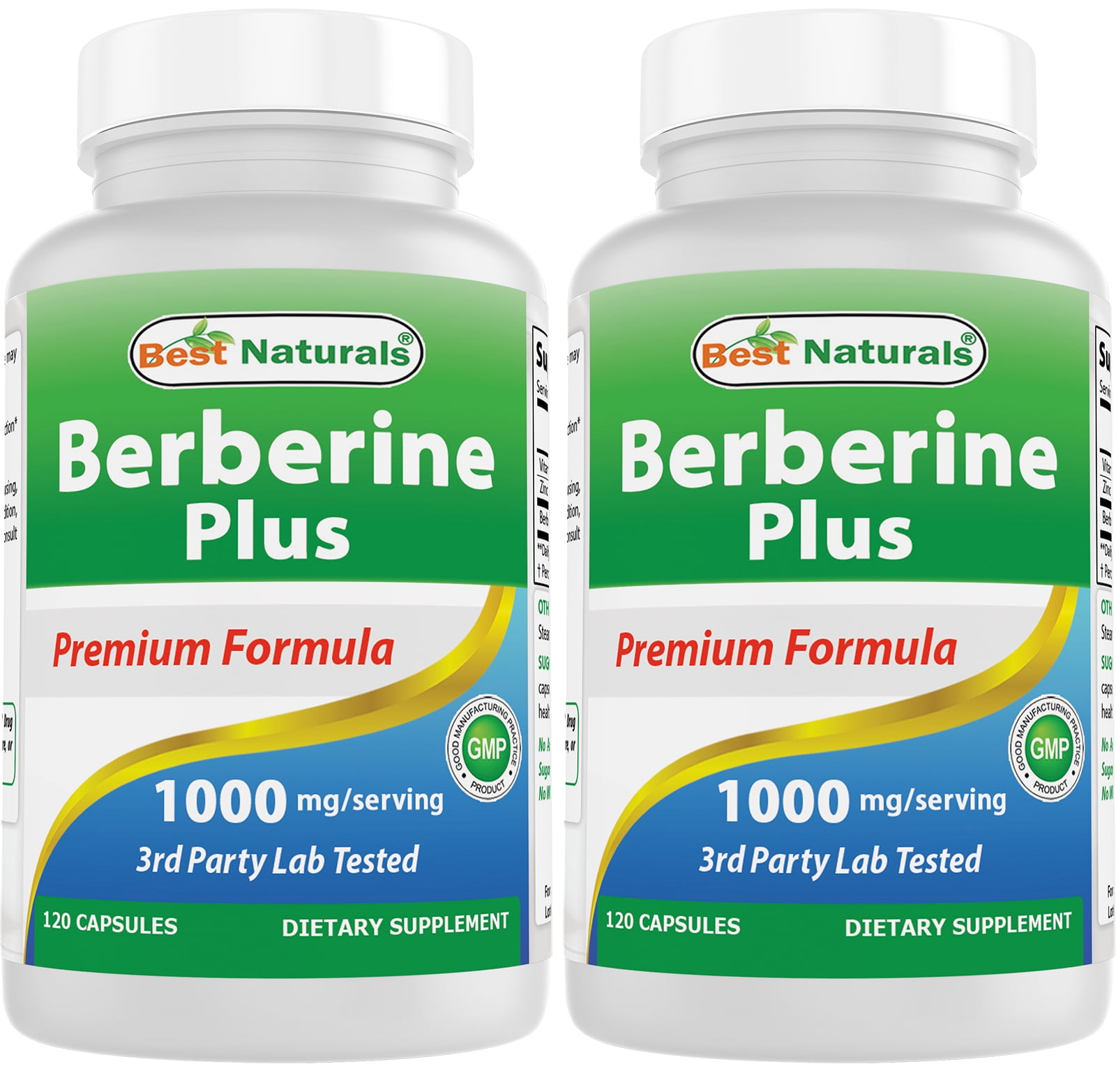 2 Pack Best Naturals Berberine Plus 1000 mg per serving 120 Capsules | Berberine for Healthy Blood Sugar Levels, Digestion & Immunity (Total 240 Capsules)