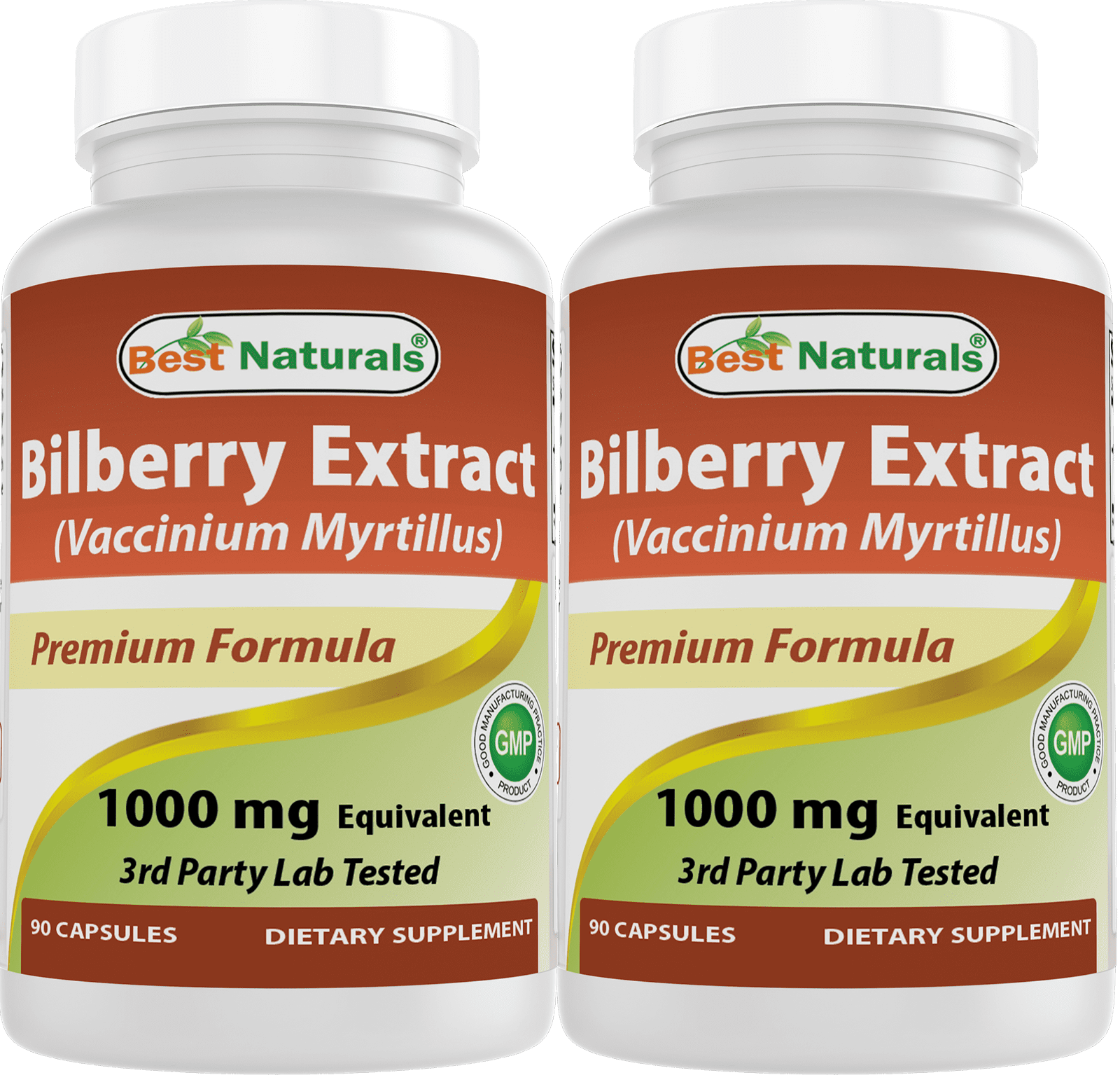 Best Naturals Bilberry Extract Capsules, 2 Pack, 1000 mg, 90 Count