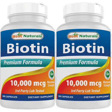 2 Pack Best Naturals Biotin 10000 mcg 200 Capsules | (Total 400 Capsules)