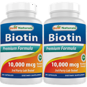 2 Pack Best Naturals Biotin 10000 mcg 200 Capsules | Total 400 Capsules