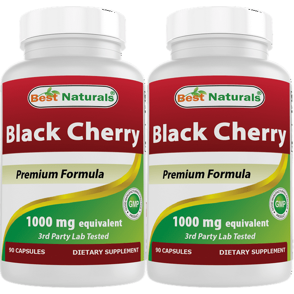 2 Pack Best Naturals Black Cherry 1000 mg 180 Capsules