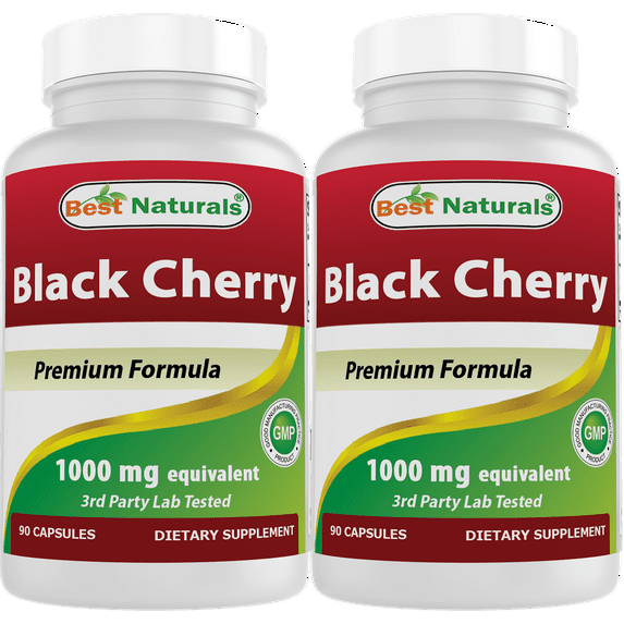 2 Pack Best Naturals Black Cherry 1000 mg 180 Capsules