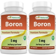 2 Pack Best Naturals Boron 5 mg 240 Tablets | Boron Supplements Support Healthy Hormonal Balance and Bone Strength