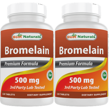 2 Pack Best Naturals Bromelain Proteolytic Digestive Enzymes Supplements, 500 mg, 120 Tablets - Supports Healthy Digestion, Joint Health, Nutrient Absorption