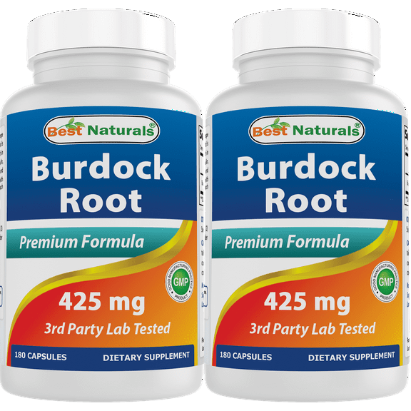 2 Pack Best Naturals Burdock Root 425 mg 180 Capsules