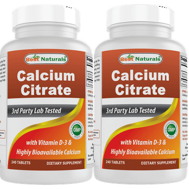 2 Pack Best Naturals Calcium Citrate with Vitamin D-3 240 Tablets