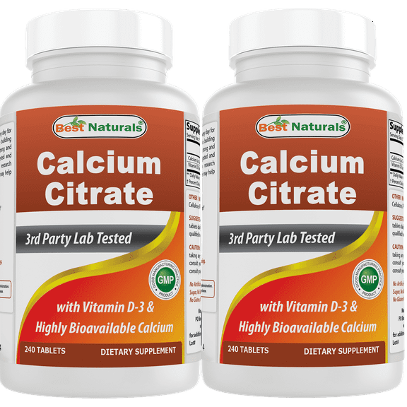 2 Pack Best Naturals Calcium Citrate with Vitamin D-3 240 Tablets