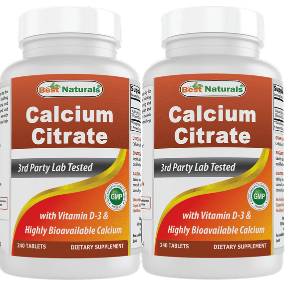 2 Pack Best Naturals Calcium Citrate with Vitamin D-3 240 Tablets