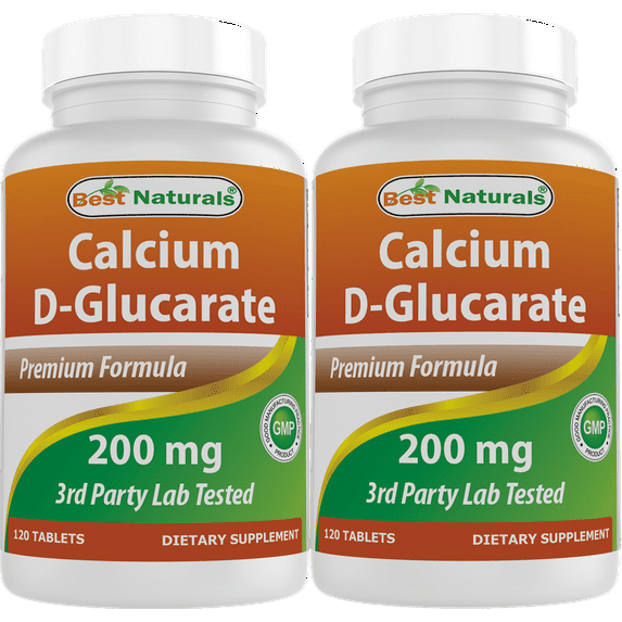 2 Pack Best Naturals Calcium D-Glucarate 200 mg 120 Tablets
