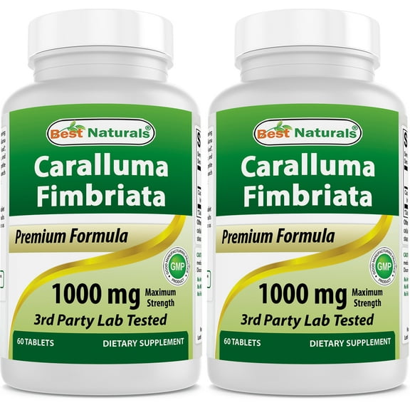 2 Pack Best Naturals Caralluma Fimbriata 1000 mg 60 Tablets | Appetite Suppressant and Weight Loss Diet Supplement (Total 120 Tablets)