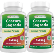 2 Pack Best Naturals Cascara Sagrada 450 mg 250 Capsules Total 500 Capsules