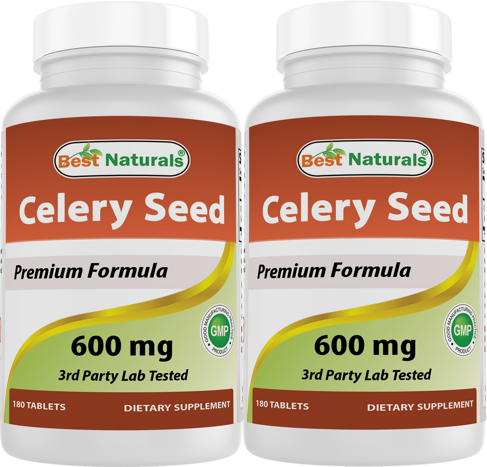 Best Naturals Celery Seed Supplement, 600mg, 180 Tablets, 2 Pack
